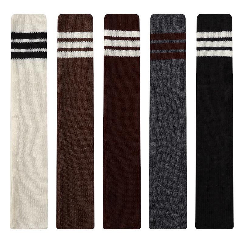 Женские толстые шерстяные полосатые носки - длинные вязаные гетры для осени/зимы