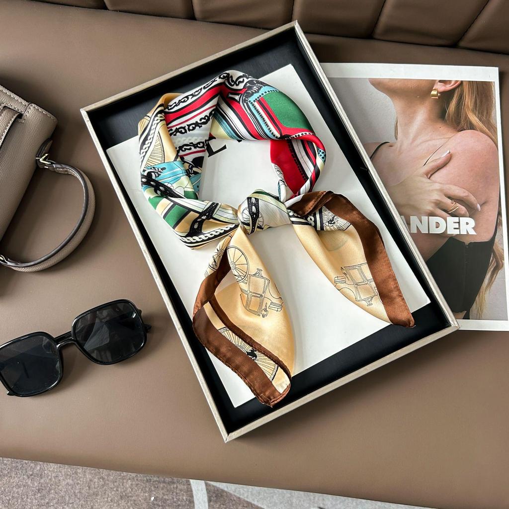 Шелковый шарф премиум-класса с принтом в корейском стиле - Универсальный модный аксессуар