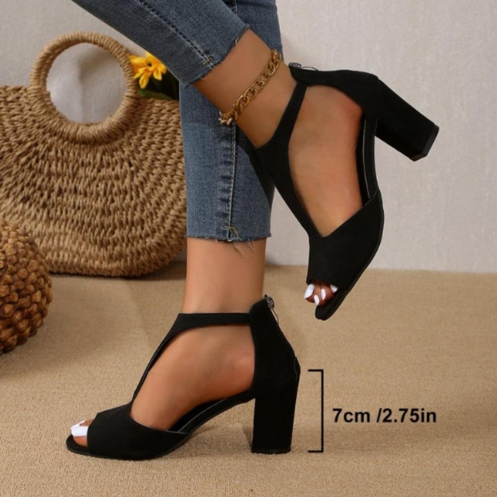 Летние новые женские босоножки с рыбьим ртом, молния сзади, сексуальные, однотонные, удобные, на высоком каблуке, одинарные, размер 35-44