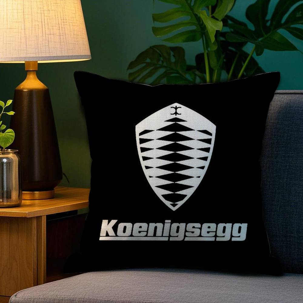 Чехол для подушки с логотипом роскошного автомобиля K-Koenigsegg, домашний, двусторонний принт, короткий плюш, стойкий цвет, микрофибра, чехол для подушки