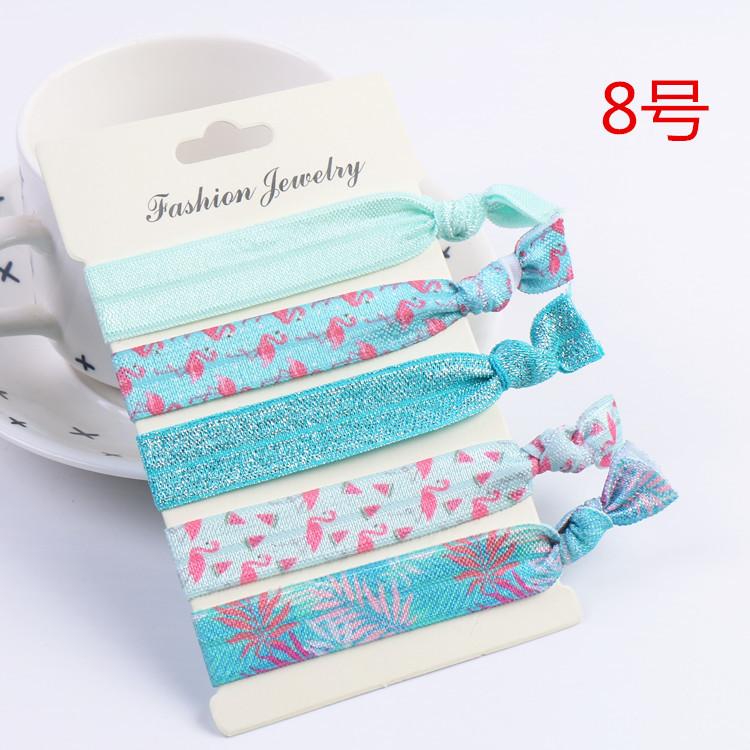 Korean Stylish Sweet Hair Bands Girls Knotted Elastic Soft Fabric Hair Tie Beach Tree Flower Fruit Heart Dotted Hair Ornament Gi