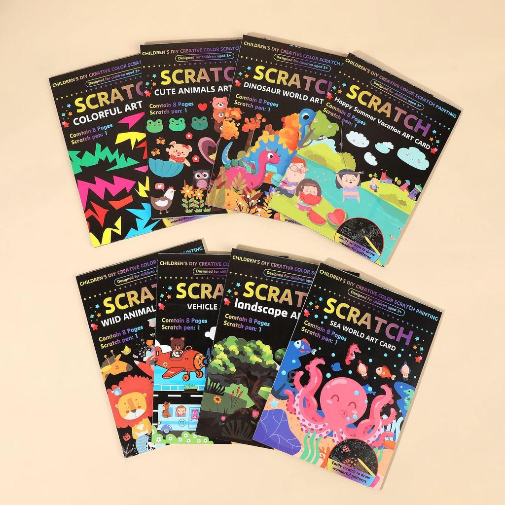 Colorful Kids' DIY Scratch Art Book: Creative Dinosaur Designs for Kindergarten Fun