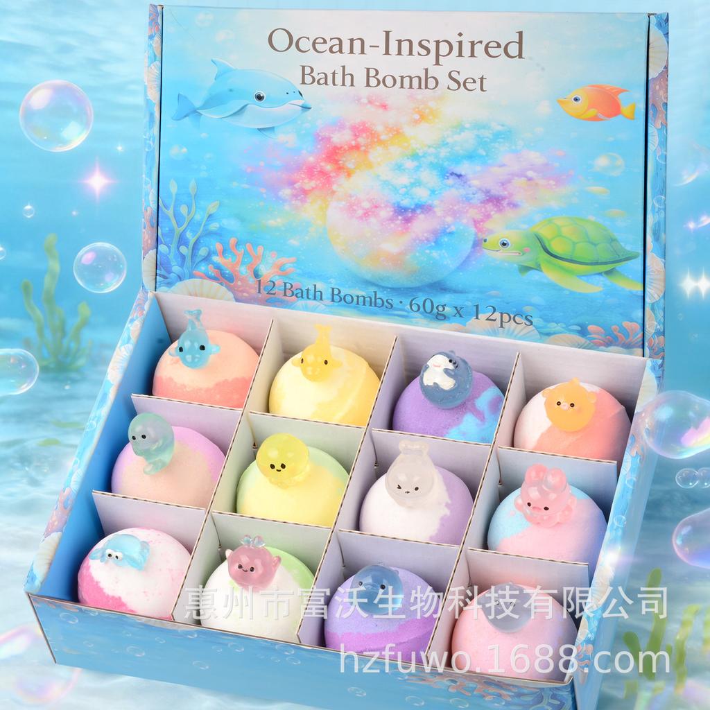 60g Bath Bomb Set Ocean Toys Bath Salt Balls 6 Marine Shapes per Box