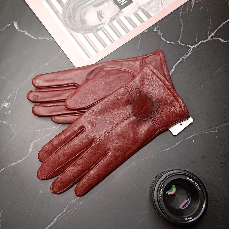 Женские перчатки из овчины и утолщенные бархатные зимние перчатки женские милые перчатки из меха кролика