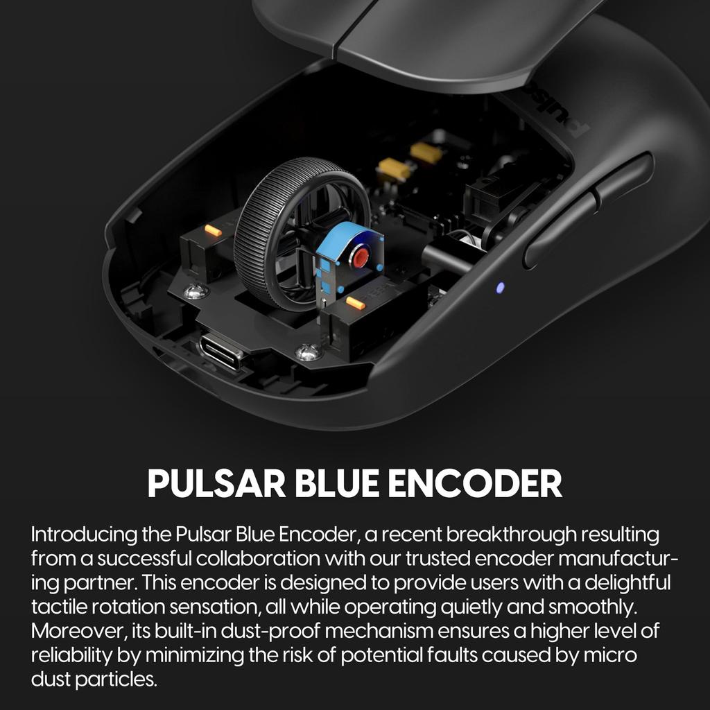 Pulsar Gaming Gears Беспроводная игровая мышь X2V2, 26000 DPI, оптическая, черная, сверхлегкая 53 г, симметричная, 2,4 ГГц, 1 мс, сенсор, PAW3395,