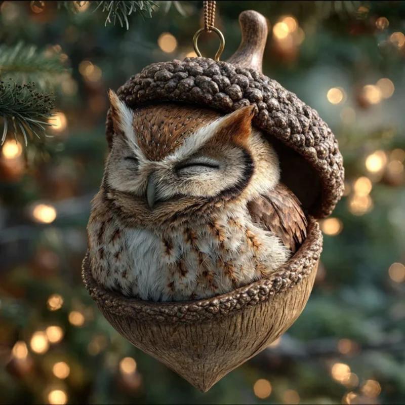 Плоские ornaments с животными из леса и желудями 1/5/6 шт. Прекрасный рождественский декор для детской комнаты, Рождественской елки, Праздничной вечеринки, Декор для дома
