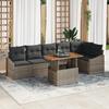VidaXL 7-Piece Garden Sofa Set with Cushions Grey Poly Rattan 3358582