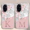 A Z Pink Letter Peach Flower Shockproof Phone Case For Honor X8a X8b X8c X8 X6 X7a X7c X6c X6a Silicone Couple Fundas TPU Cover