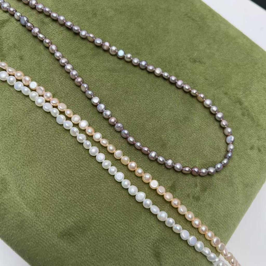 1 нить, фиолетовые, белые, розовые бусины из натурального перламутра, бохо, ручная работа, двусторонние, 4-5 мм, для изготовления украшений своими руками, бисероплетение, 36 см