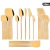 30Pcs Tableware Set Stainless Steel Cutlery Dinner Knife Dessert Fork Spoon Dinnerware White Gold Flatware Kitchen Silverware