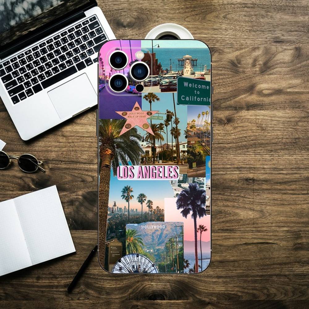 Чехол для телефона Travel Los Angeles California для iPhone 16,15,14,13,12,11,XS,XR,X,8,7,Pro,Max,Plus,mini Силиконовый Черный
