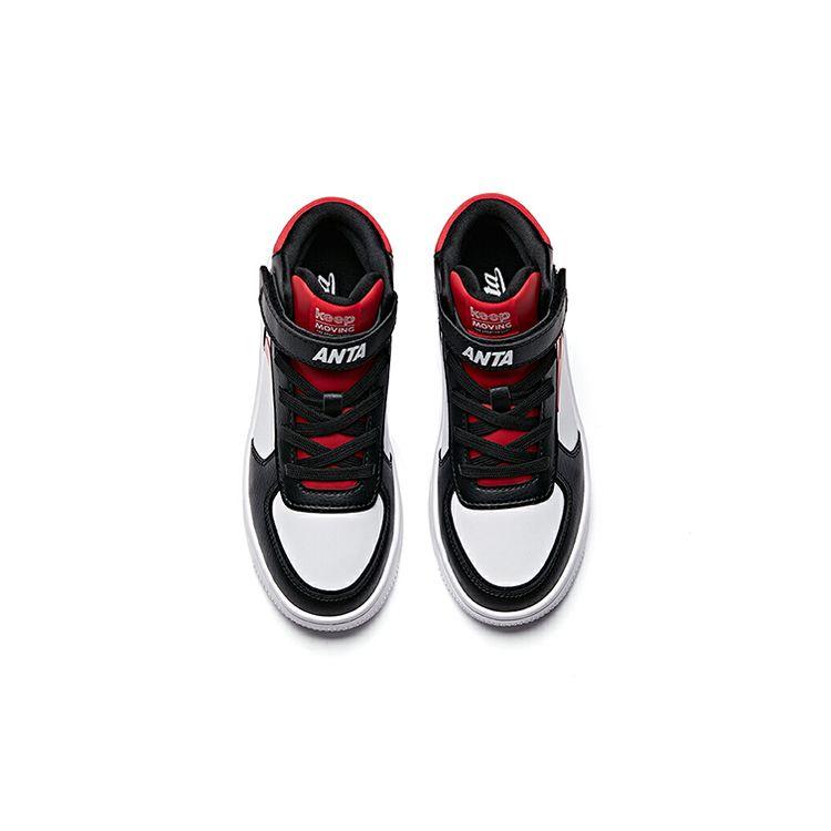 Anta Comfortable Lightweight Non-Slip Wear-Resistant High-Top Skate Shoes Kids Sneakers Black White Red A33038010H-2