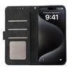 For iPhone 16 Pro Case RFID Blocking Leather Wallet Flip Phone Cover - Black
