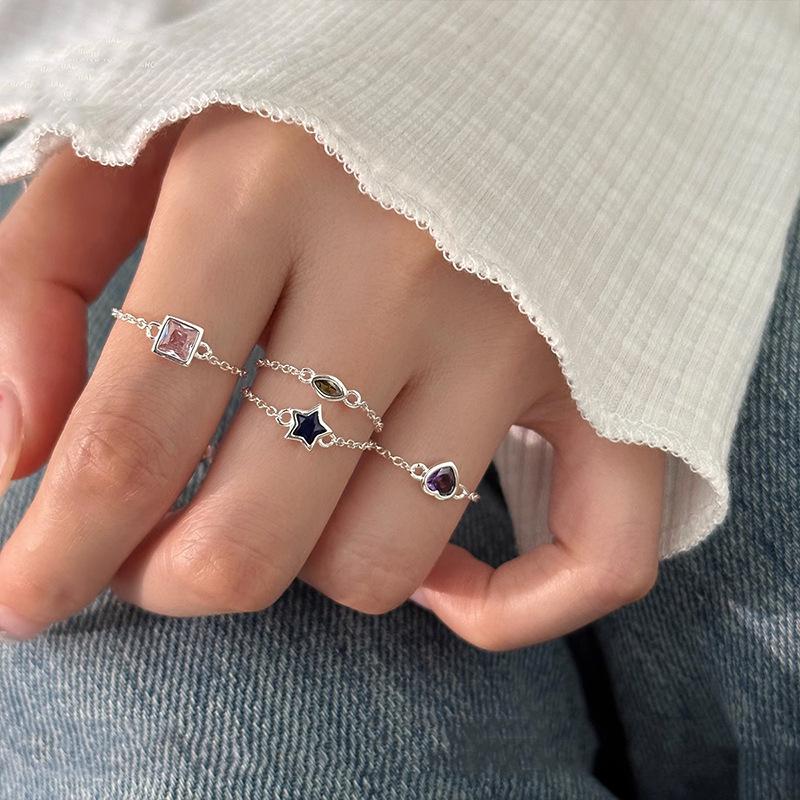 Dopamine-Colored Zircon Adjustable Pull-Out Ring for Women – Stackable, Unique & Simple Style