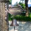 Retro Iron WELCOME Couple Birds Bell Vintage Hanging Hand-cranked Bell Bar Villa Garden Cafe and Farm Bell