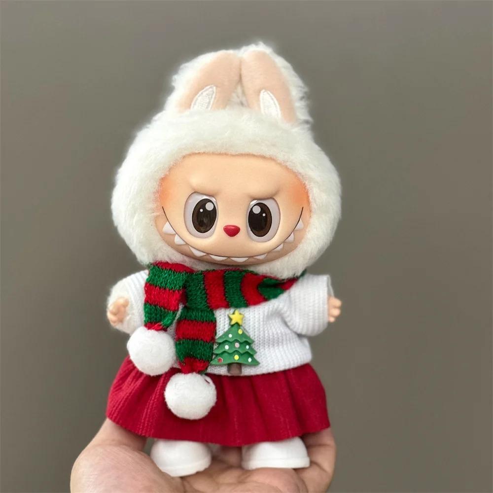 Одежда для кукол 15-17 см Labubu Одежда Шапка Счастливого Рождества Шарф Набор Лось Снеговик Мини Плюшевый Аксессуар для Куклы Новогоднее Платье Подарок