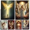 5D DIY Ретро Ангел Настенное Искусство Круглая Алмазная Живопись Церковный Стиль Красивый Ангел Искусство Преданности Домашний Декор