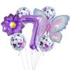 Purple And Pink Butterfly Balloon Set, Chrysanthemum Aluminum Film Confetti Balloon, Baby Rain Party Arrangement