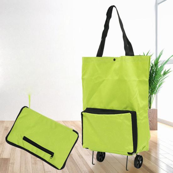 Folding Shopping Cart Trolley Bag with Wheels Large Capacity Foldable Design Waterproof Shopping Bag Portable Hand-Pulling Grocery Bag