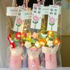 Exquisite Handmade Hand Knitted Flowers With Light String Bucket Bouquet  Home Decoration