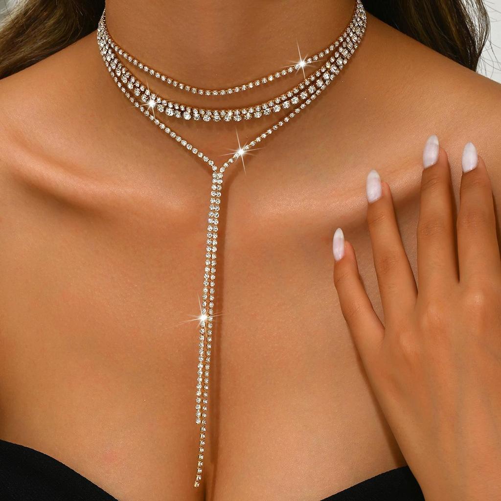 European American Multi-Layer Rhinestone Body Chain Necklace - Sexy Beach Jewelry