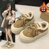 Winter Velvet Thickened Large Cotton Snow Shoes Women's Flat Non-slip Big Head Shoes Board Shoes Warm and Cold-proof Sports Cotton Shoes