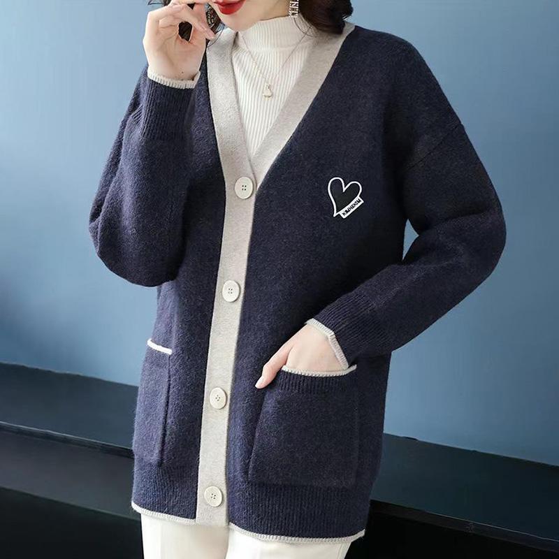 Вязаная куртка-кардиган, женская осенне-зимняя утолщенная теплая повседневная эластичная куртка-свитер, универсальная повседневная удобная куртка