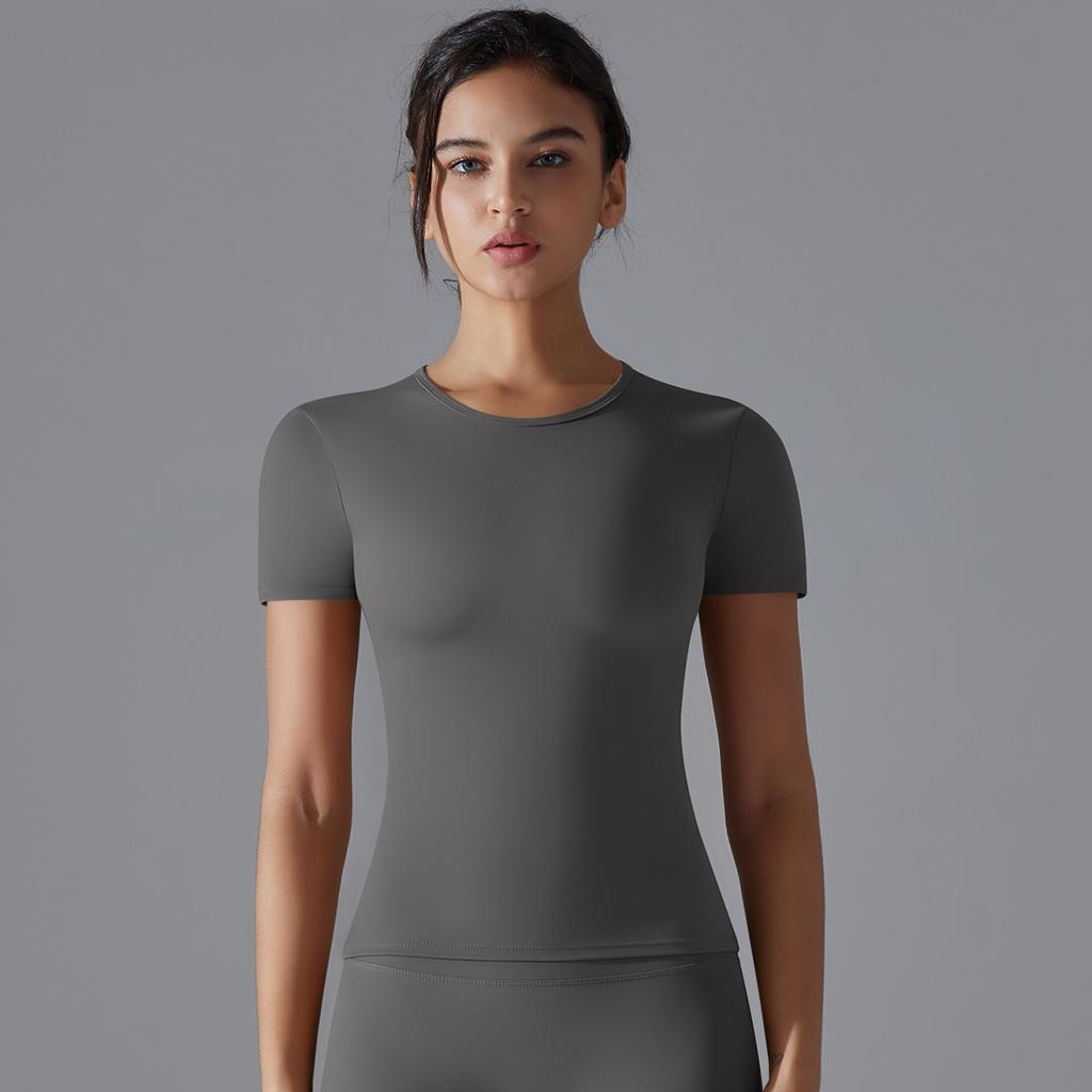 Двусторонняя начесаная высокоэластичная обтягивающая дышащая одежда для йоги с коротким рукавом спортивная одежда для бега фитнеса йога футболка