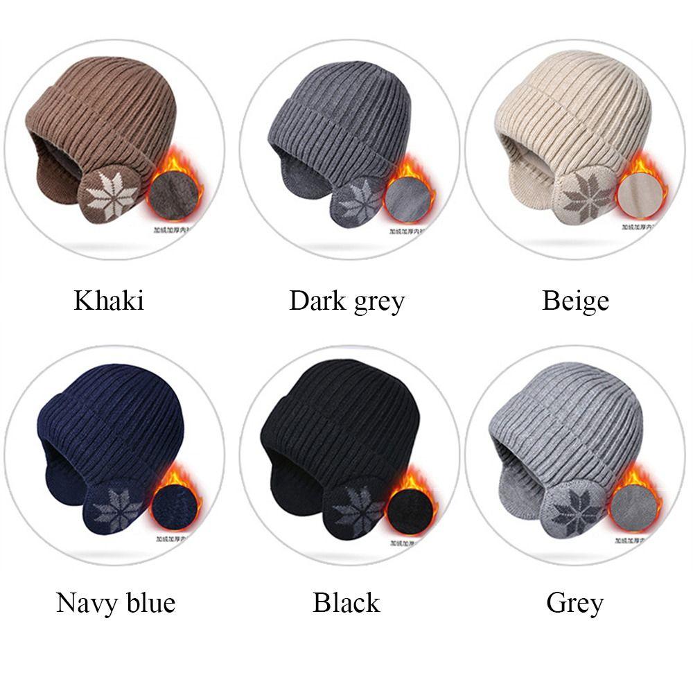 Soft Plush Knitted Hat Thickened Ski Beanie Hat Fashion Plain Hats  Sports