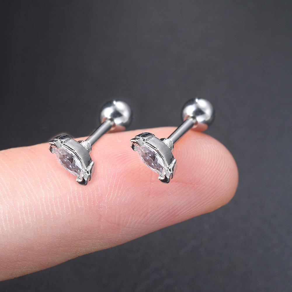 2 шт., минимальные серьги из нержавеющей стали с цирконом, женские и мужские спиральные серьги для козелка, хряща, раковины Daith, ювелирные изделия для пирсинга ушей