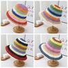 Visor Sunscreen Bucket Hat Crochet Beach Fisherman Hat Fashion Rainbow Straw Hat  Girl