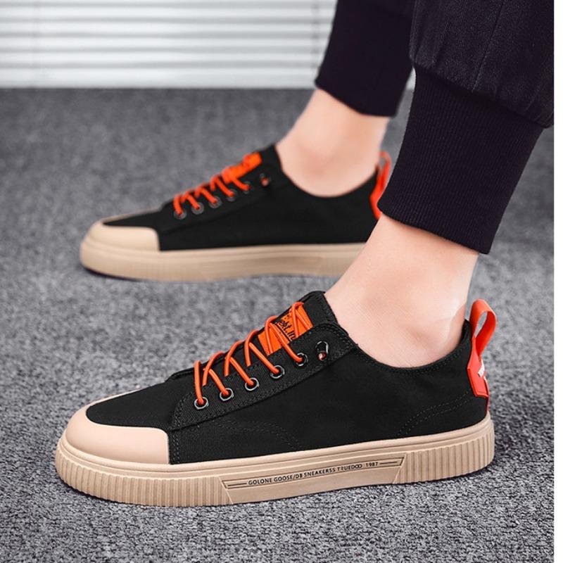 Мужская обувь парусиновые туфли дышащие 2024 осень новые удобные нескользящие эластичные резинки модная корейская версия повседневные туфли для скейтборда