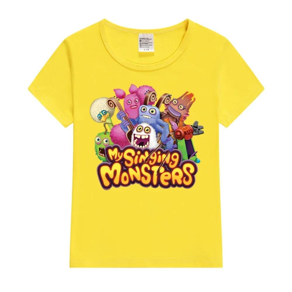 My Singing Monsters Летняя Аниме Футболка Детская Одежда Детские Футболки Повседневная С Коротким Рукавом 100% Хлопок Топы Y2k Одежда для Мальчиков и Девочек
