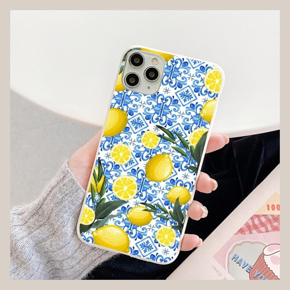 Фруктовый чехол-лимон для iPhone 14 11 12 13 Mini Pro Xs Max 8 7 6 6S Plus X XR Однотонный чехол конфетного цвета