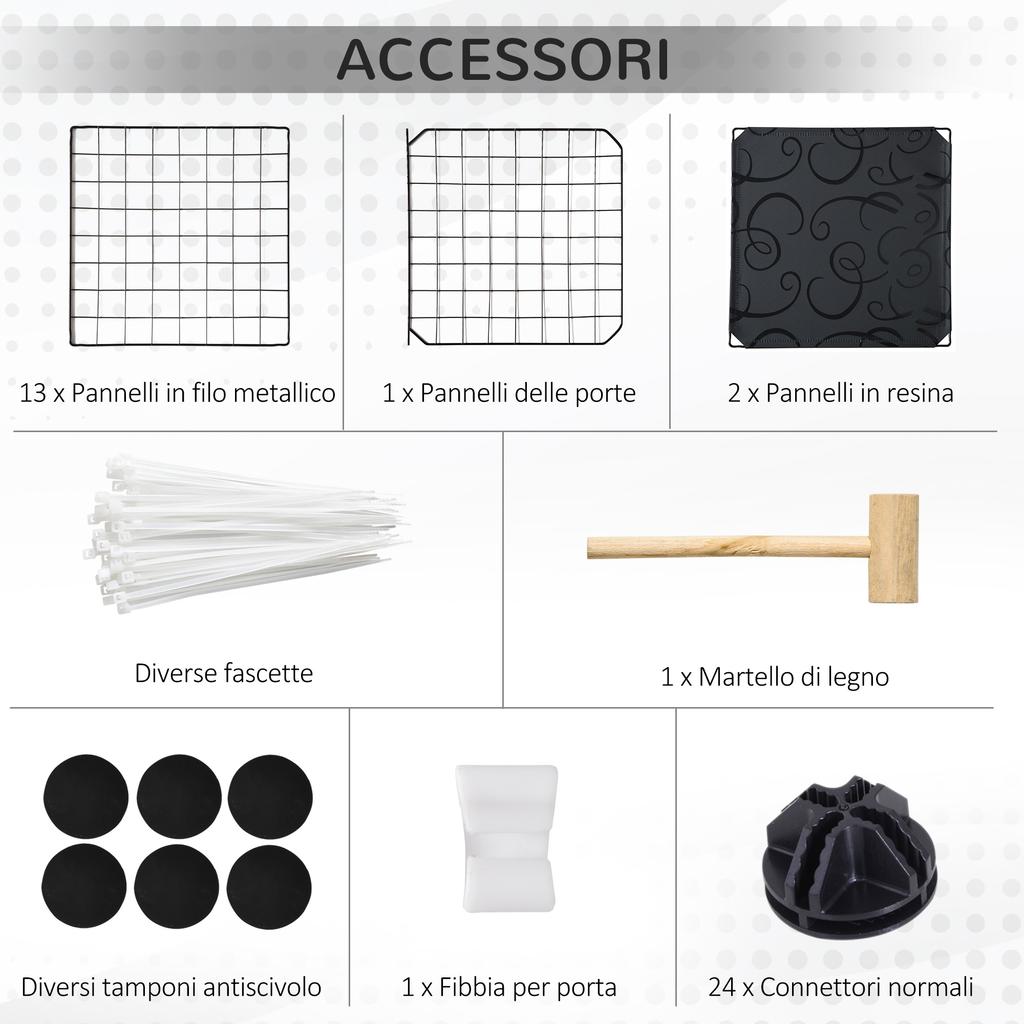 Modular Rabbit and Guinea Pig Enclosure with Assembly Accessories, 105x70x35cm - Black