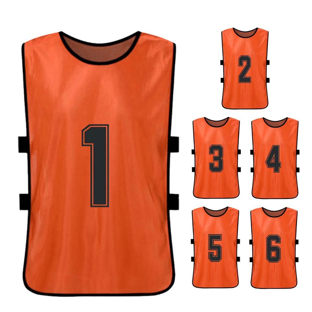 6PCS Kid S Football Pinnies Quick Drying Soccer Jerseys Youth Sports Scrimmage Basketball Team Training Numbered Bibs