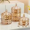 Glass Candy Jar Multi-layer Storage Tank Food Storage Box Crystal Glass Jar with Cover Transparent Snack Bowl Dried Fruit Box