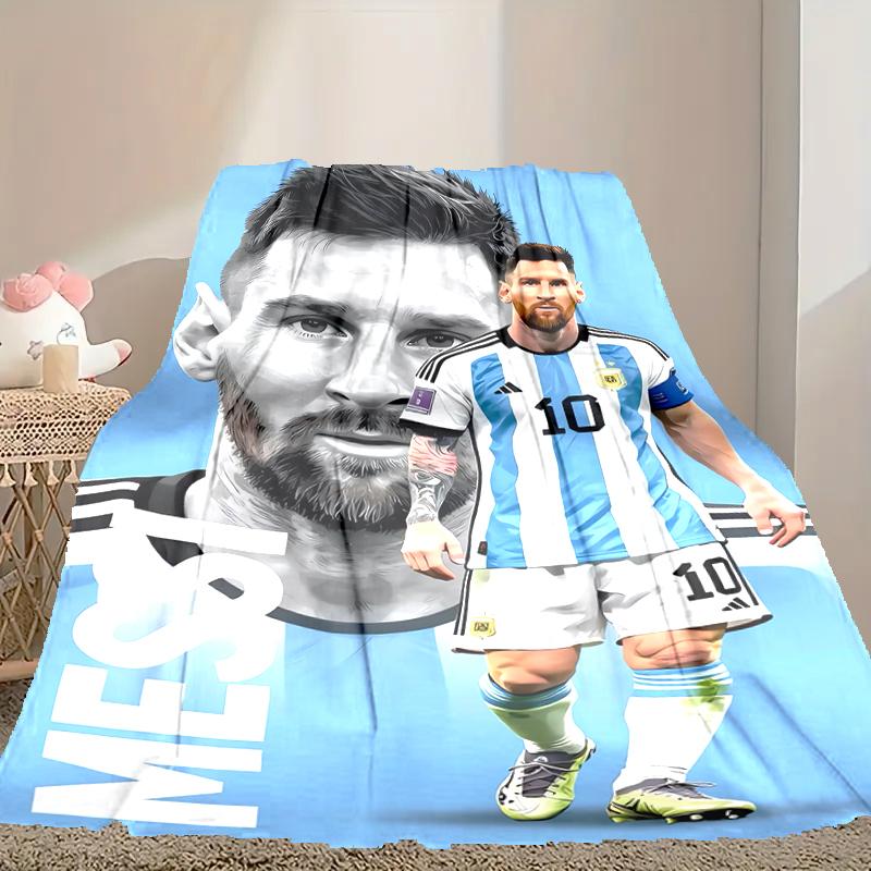 1pc Snug Football Star Messi Blanket, Lightweight & Durable Print Blanket, Perfect for Home, Couch, Bed, Picnic, Travel, Office
