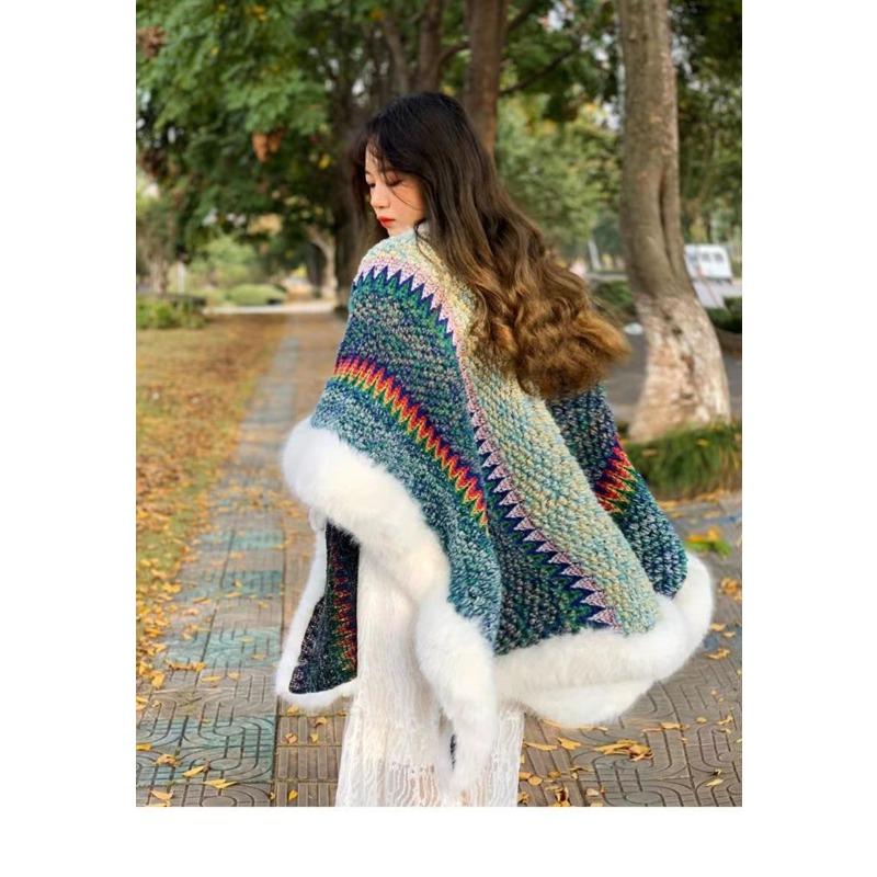 DX ~~~ Меховая шаль, женский наряд, зимний новый модный зарубежный высококачественный шарф из лисьего меха, толстая накидка