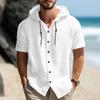 Men's Sports Leisure Short Sleeved Men's Loose Men's T-shirt Hooded Fashion Cardigan Trend Versatile Shirts (men’s)