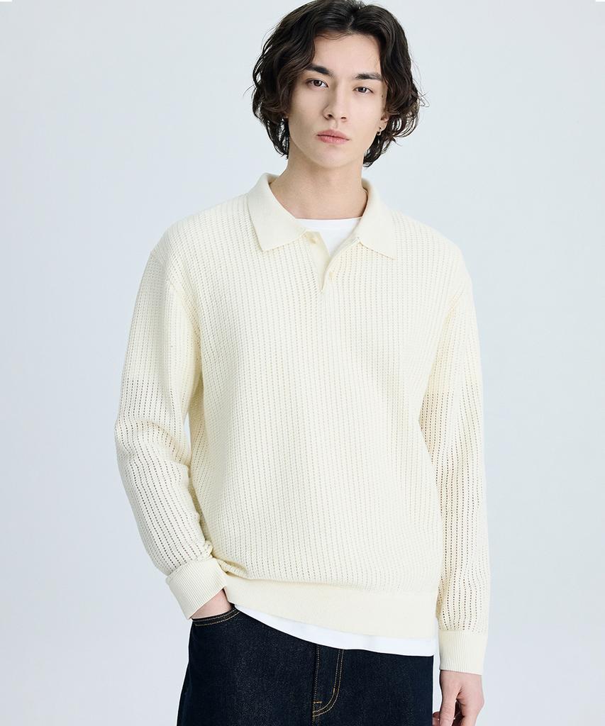 IL CORSO Mesh Collar Knit Ivory