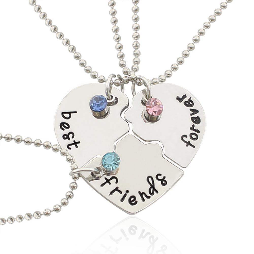 Best Friend and Ever Necklace Girls Heart-shaped Puzzle Stitching Pendant Necklace For Women