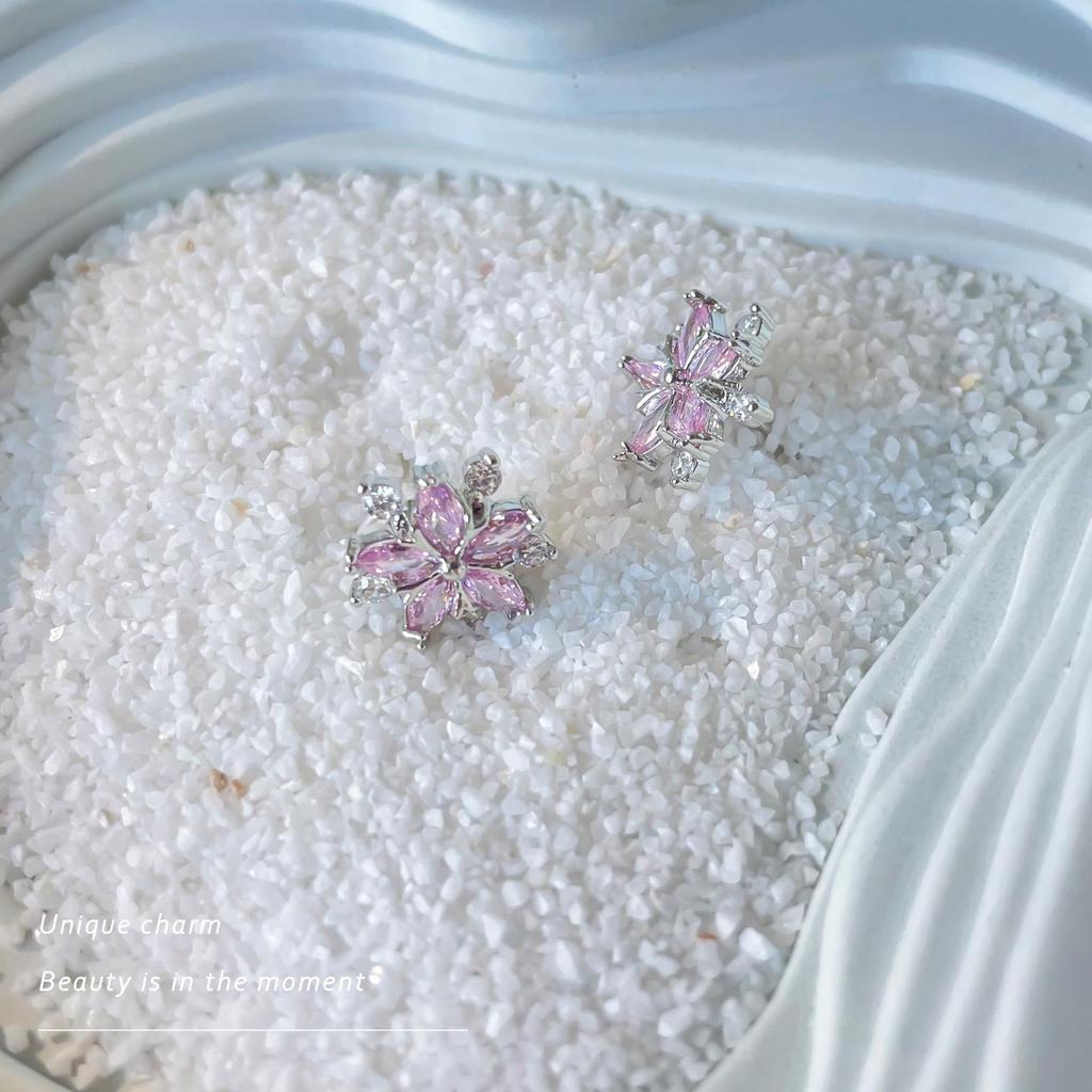 Модные легкие роскошные серьги из циркония с корнем лотоса в виде порошка — антиаллергенные, высококачественные, универсальные женские серьги