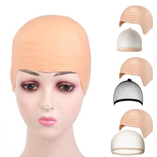 Wig Headgear Soft Makeup Latex Bald Hat Wig Adjustable Size Reusable Mesh Cover Film Television Performance Dress Up Props Men Costume Accessories