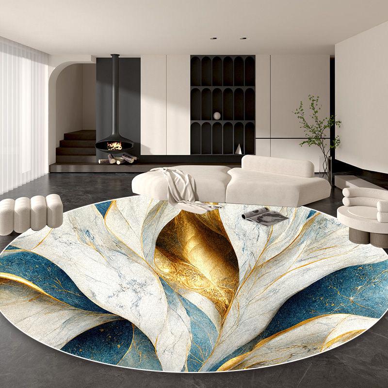Скандинавская Роскошь Золотой Круглый Ковер Украшение Гостиная Абстрактные Ковры Большой Площади Спальня Прикроватный Нескользящий Мягкий Коврик для Пола Моющийся