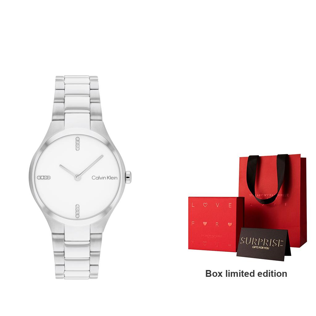 Calvin Klein Timeless Collection Watch Quartz Movement 30Mm White Dial Women watches 25200332