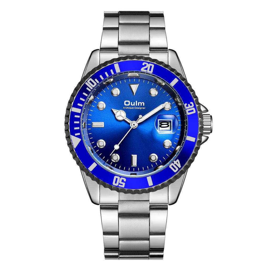 Oulm Часы мужские кварцевые Water Ghost Luminous Calendar Steel Band Watch Casual Sports Business Watch