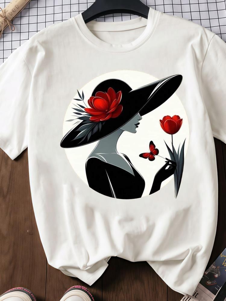 (Азиатский размер) любовь сердце цветок тренд Принт Футболки с круглым вырезом и коротким рукавом Мода Женская Повседневная Женский Топ Футболка Одежда Графическая футболка