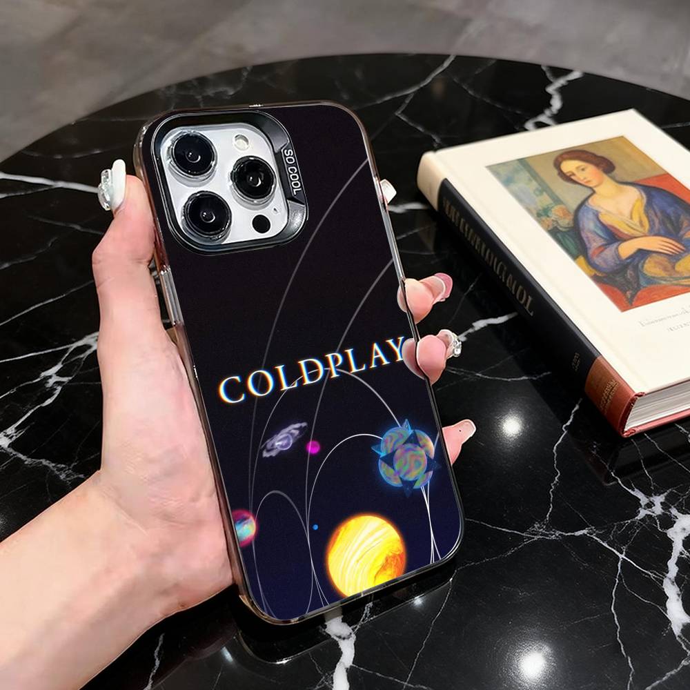 Чехол для телефона с разноцветной полосой C-Coldplay CC для iPhone 17,16,15,14,13,12,11 Plus,Pro Max,XS,Цветная посеребренная внутренняя крышка