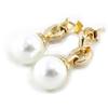 Les Trésors De Lily [F1315] - Gold Plated 'Catherine' White Gold Earrings - 25x9 Mm